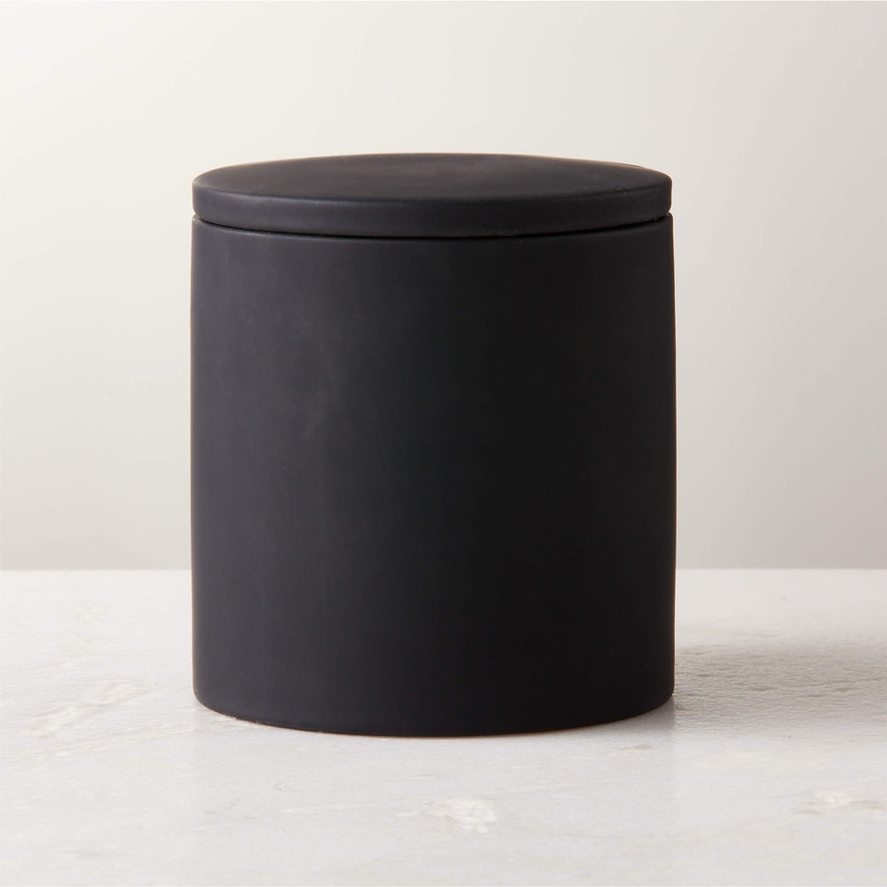 Cb2 Rubber-Coated Black Canister 4.25”x4”